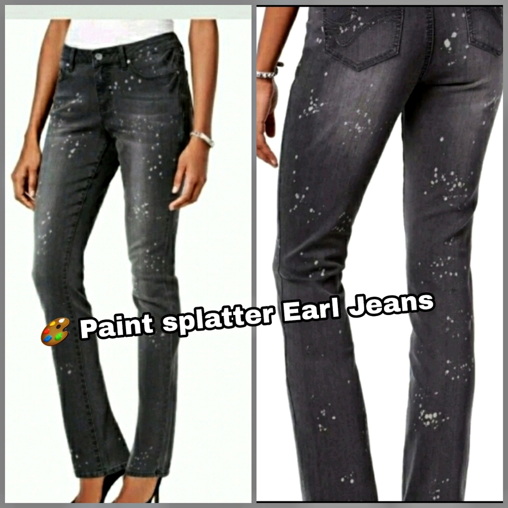 🎀Clearance🎀 NWT Earl Paint Splatter skinny midrise JEANS. GRAY with "splatter" - Picture 1 of 5